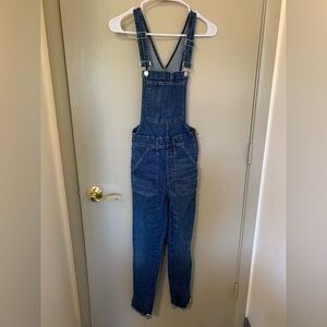 Madewell Bib Overalls Medium Blue Denim Zipper Skinny Stretch Jumpsuit Size XS